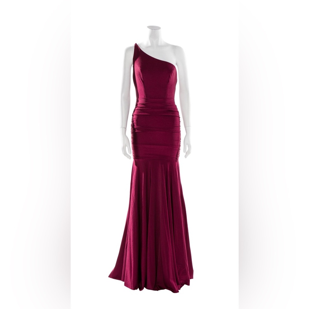 Portia and Scarlett One-Shoulder Wine Colored Formal Gown NWT! Perfect for Prom! - Picture 3 of 6